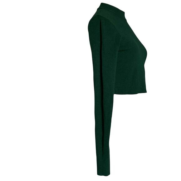 Altar’d State Womens S Emerald Green Crop Mock Neck Long Sleeve - Picture 4 of 7